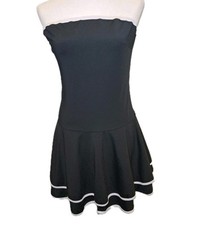 Contrasting Trim Tube Ruffle Mini Dress Size M