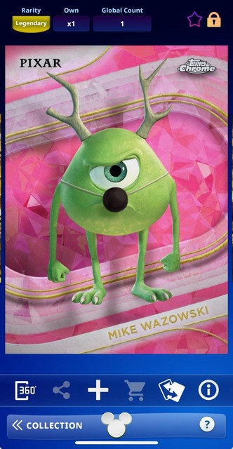 DIGITAL TOPPS DISNEY Mike Wazowski SAPPHIRE LEGENDARY PADPARADSCHA 1 OF 1 Read