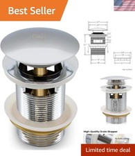 Sleek Chrome Freestanding Bathtub Drain - No-Leak Pop-Up Mechanism for Safety