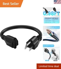 Compact 1FT 16AWG Power Extension Cord - MUlti-Use for Electronics & Appliances
