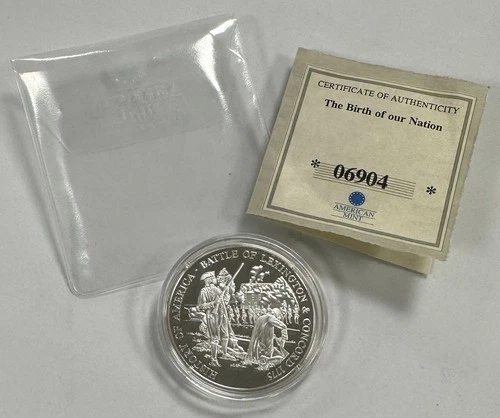 U.S. Birth of Our Nation Lexington/Concord Silver Proof Round .999 20 Grams