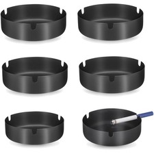 Posacenere acciaio inox, set 6, portatili, da tavolo, interno, Nero