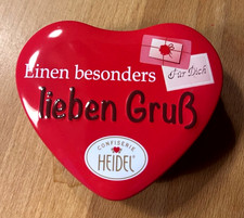 rote Herz - Blechdose Einen besonders lieben Gru&szlig; f&uuml;llbar leer ConfiserieHeidel