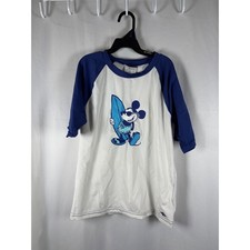 Disney Cruise Line Mickey Mouse Surfing Rash Guard Kids Large Blue White Raglan