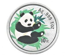 2000 China 10 Yuan Silver Panda 1 Oz .999 Silver Colorized *3740