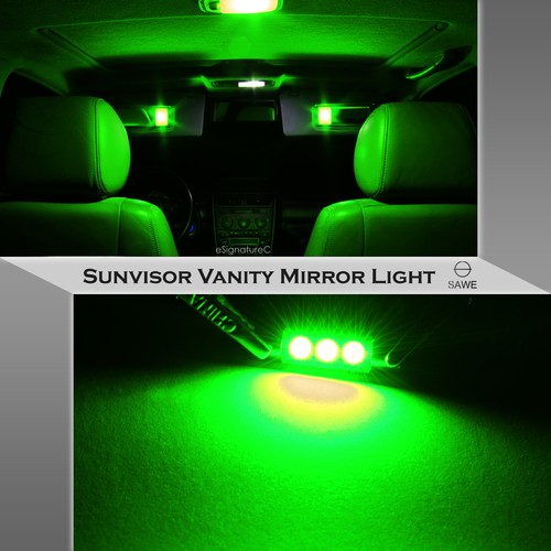6 x SAWE Green LED Sun Visor Vanity Mirror Lights Bulbs T6 6612F 6614F 6641 28mm - Picture 4 of 5