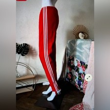 Rare  True Vintage 1970s Adidas Red White Stripe Stirrup Joggers Track Pants
