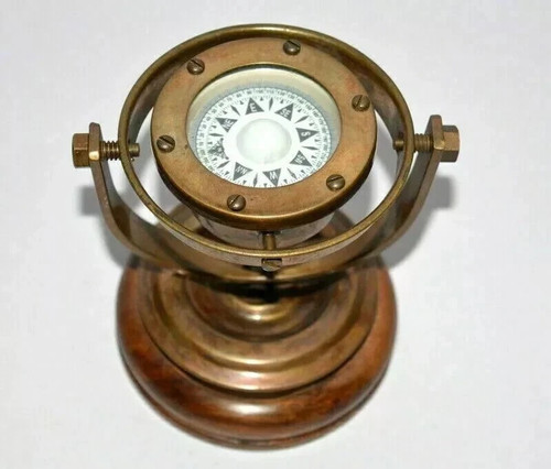 Antique brass nautical gimbal compass vintage ship's binnacle gimballed compass - 第 5/8 張圖片