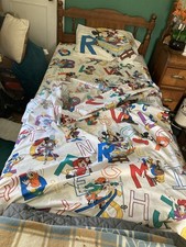 VTG DISNEY Mickey Mouse Alphabet Twin Bed Fitted Flat Sheet Set