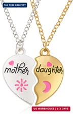 Gifts for Mom Daughter 2pcs Mom Daughter Heart Matching Pendant Necklace Set Cut