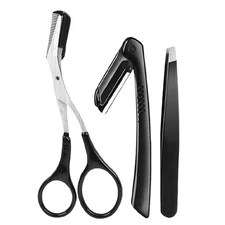 3 Pcs Eyebrow Trimmer Scissors With Comb Men Women Eyebrow Shaping Grooming Kit