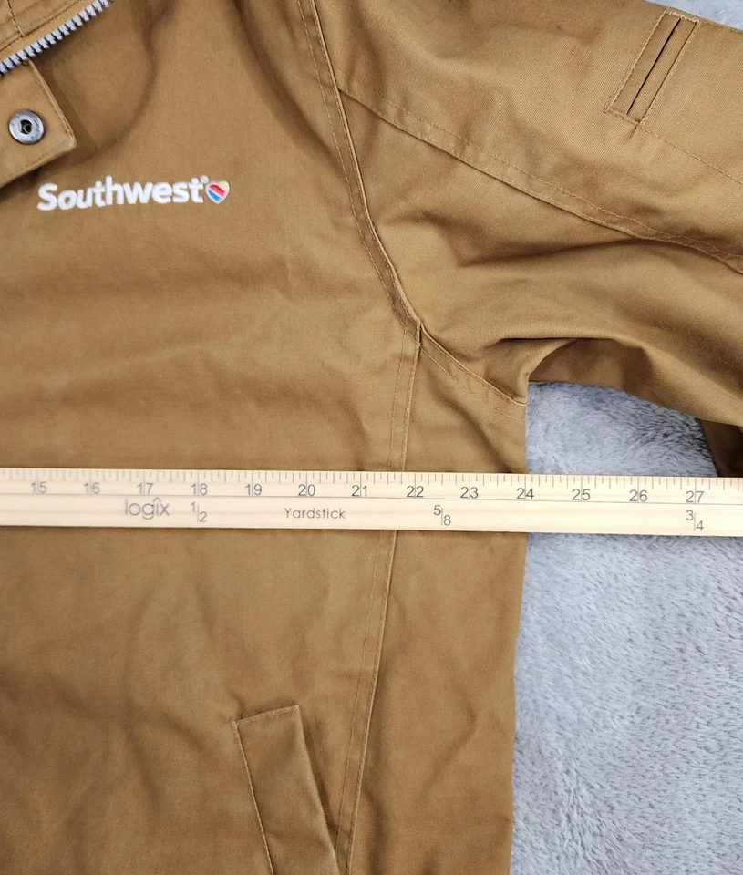 Chaqueta Southwest Airlines Para Hombre Grande Marrón Harriton Ropa de Trabajo Forrada con Cremallera a Presión Foto 4 de 4