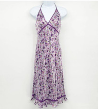 Vintage Express Y2k Silk Halter Babydoll Dress Size 3/4 Floral Romantic Fairy