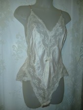 Vintage Barbizon Pink Liquid Satin French Cut Teddy Snap Crotch Lingerie M EUC