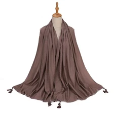 Muslim Women Hijab Turban Long Headscarf Tassels Scarves Stoles Indian Headband