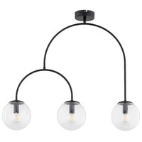 Deckenleuchte 3-Flammig Glas Schwarz Klar E14 L:70 Cm Deckenlampe Schlafzimmer