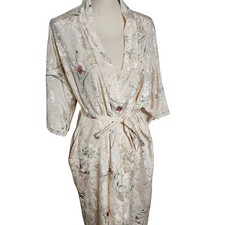 VTG Women's Feminine Floral Silky Slip Dress Robe Size M/L California Dynasty