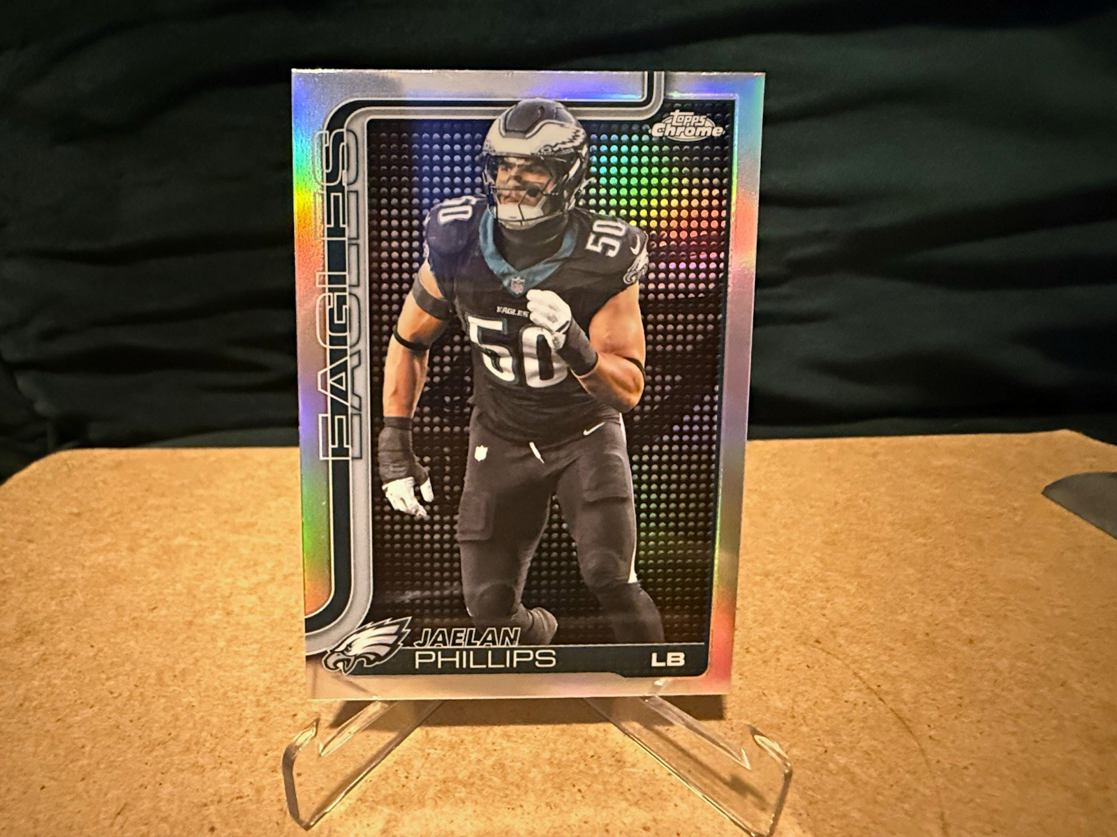 Topps Chrome 2025 Jaelan Phillips RC Eagles #192 NFL Lightboard Logo Variation