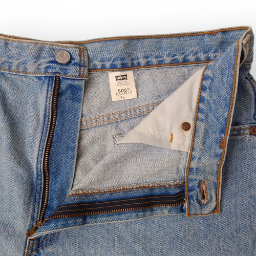 Pantalones Cortos Levis 505 Para Hombre 36 x 8 Azul Denim Lavado Claro Hecho en EE. UU. De Colección Años 90 Papá Y2K - Imagen 2 de 11