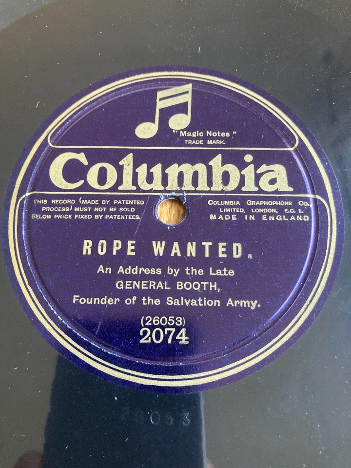 2 GENERAL BOOTH Salvation Army Founder UK 78 Shellac ROPE WANTED THROUGH JORDAN - Image 2 of 4