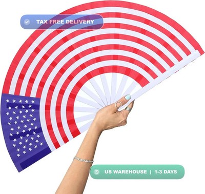 American Flag Fan-Folding Hand Fans-13 inch Large Rave Fan Popping Fan Clacking
