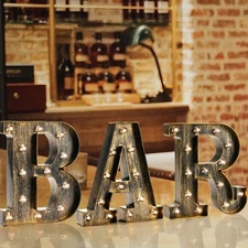 Light Up BAR Sign, Vintage Letters Home Decor Name Signs - Illuminated Marque...