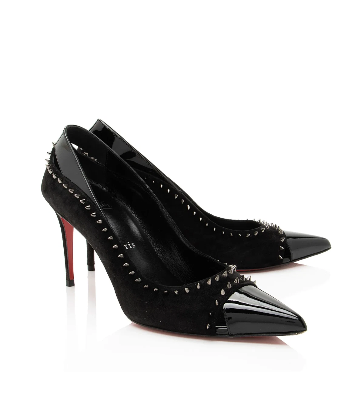 Christian Louboutin — New Christian Louboutin Suede/Patent Leather Duvette Spikes Pumps Size 9 (39)