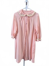 Vintage Peach Nightgown with Embroidered Rose Collar