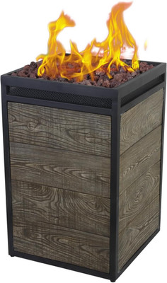Terrafab Grey Panels with Steel Frame 16'' Square 40,000 Btu Propane Fire Column