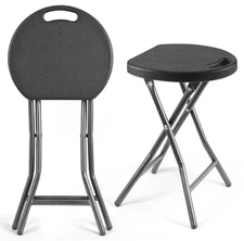 Set of 2 Portable Stool Foldable Plastic Round Stools 300lbs Capacity