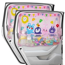 Car Sun Shade for Window Baby 2 Pack , Blackout Window Shades with Storage N...