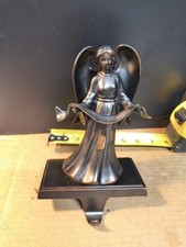 Metal Bronze Christmas Angel Stocking Hanger For Mantel. 4 Avail. Initially 