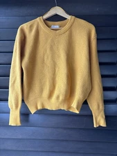 Elodie Women's XL Mustard Cropped Crew Neck Sweater Long Sleeves 