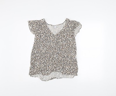 Old Navy Damen Tunika Bluse bunt Animalprint V-Ausschnitt XS
