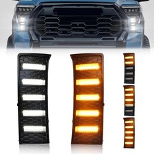 Front Sequential LED Fog Lights for 2022-2025 Tundra, Clear Lens Amber Turn S...