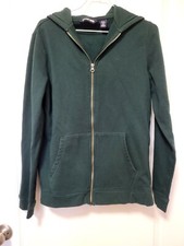 LANDS END Unisex Youth Hoodie Forest Green Full Zip Front Pockets Size XL 18-20