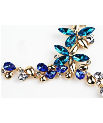 Set Jewelry Enamel Pendant Rhinestone petal crystal earring necklace - Picture 4 of 4