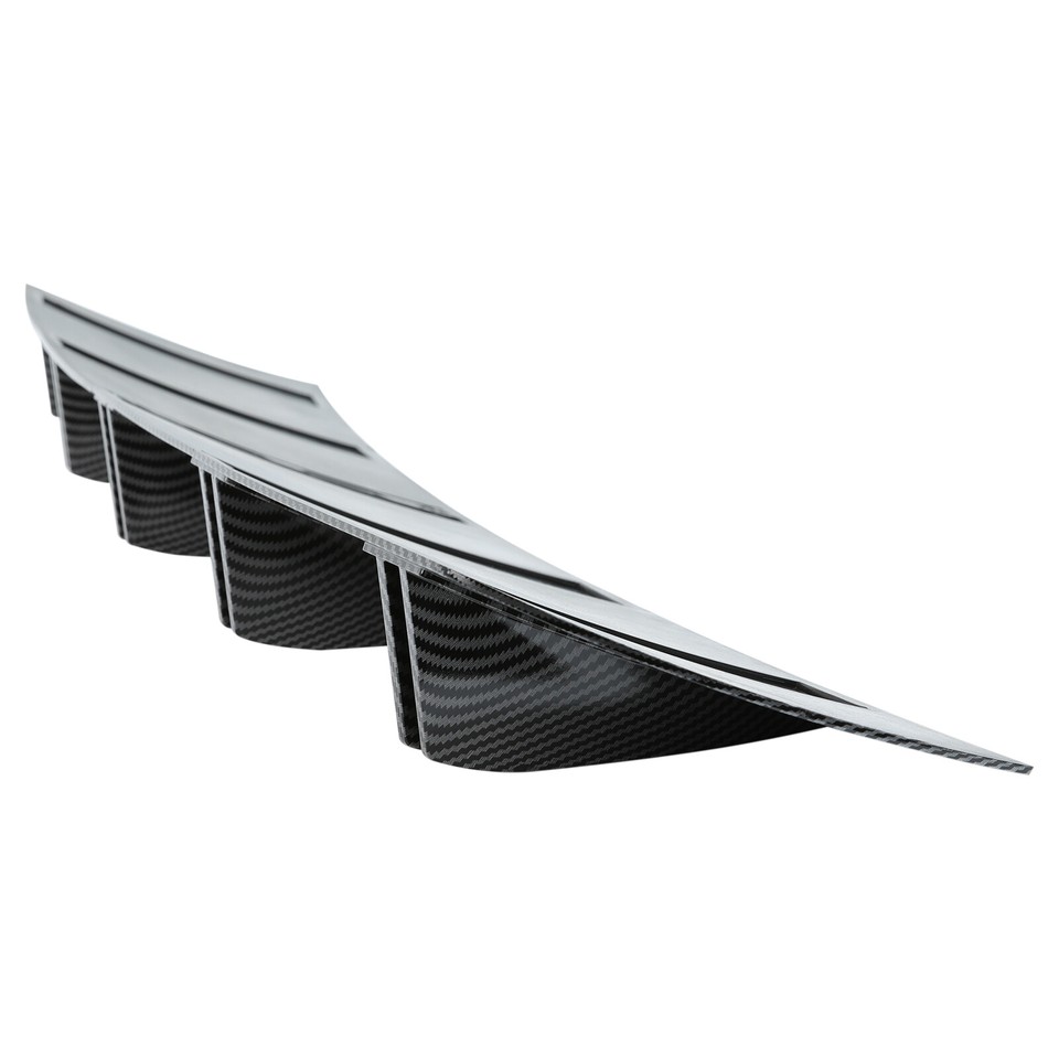Carbon Fiber Rear Bumper Diffuser Spoiler Lip – Shark Fin Curved Style (4-Piece Set, Universal Fit)