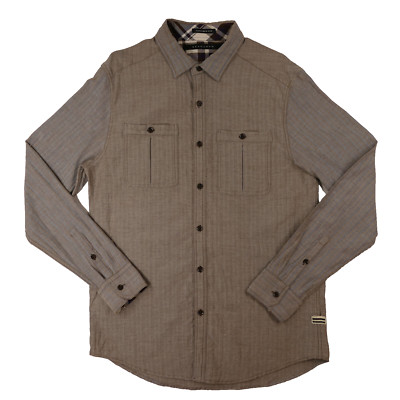 Sean John Shirt Men XL Tan Button Up Tailored Fit Cotton Long Sleeve Color Shift