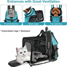 Pet Carrier Backpack Expandable Puppy Cat Dog Carrier Mesh Travel Bag Adjustable