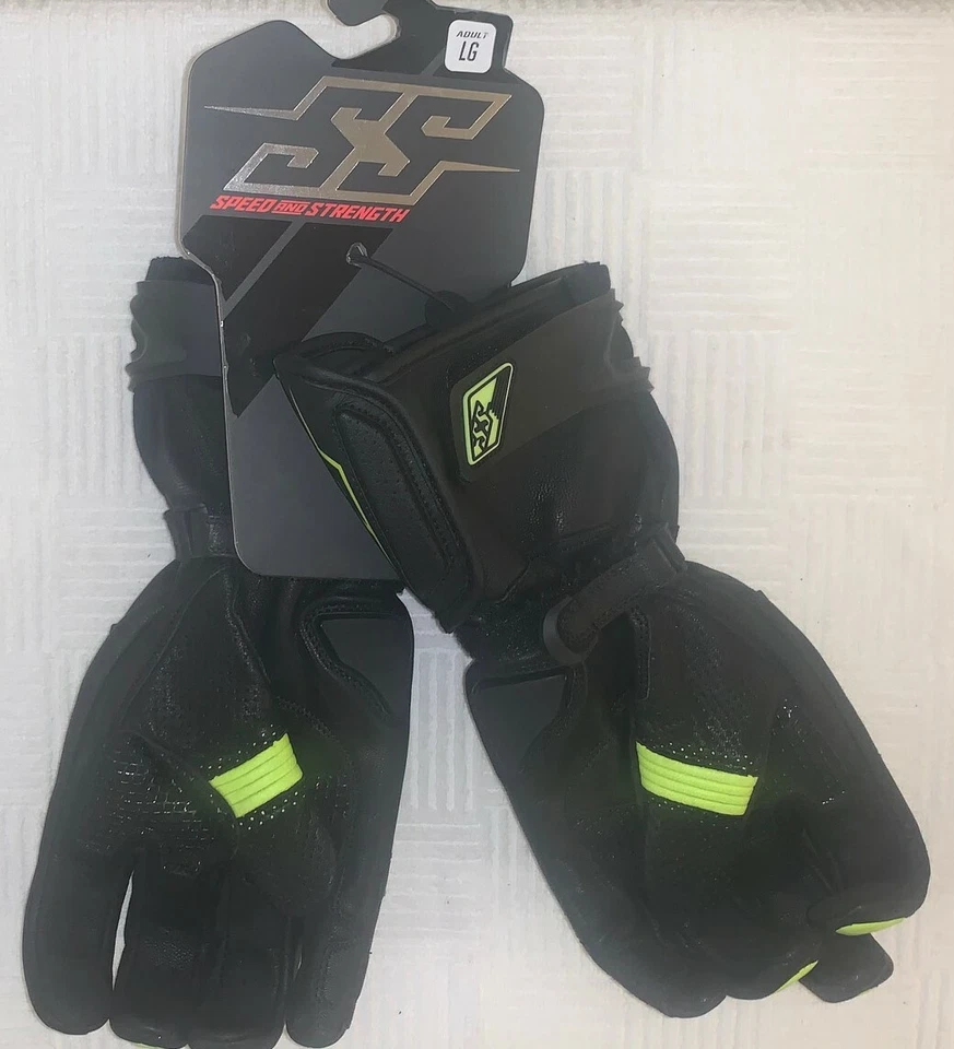 Speed and Strength Revolt Motorcycle Gloves Size Large L Black/Hi-Vis *SAMPLE* Foto 2 de 2