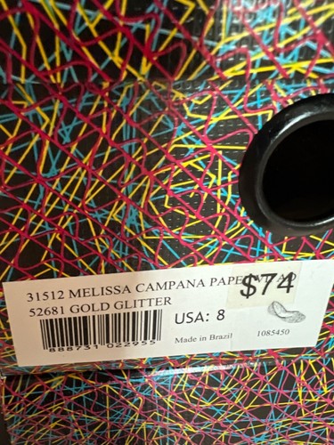 #2370 Melissa Campana Ballet Flats Women's Papel color Gold Glitter size 8 - Picture 5 of 5