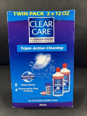 Alcon Clear Care Triple Action Cleaning Twin Pack 2 x 12 Oz Exp:08/31/2025