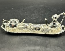 Vintage Miniature Dollhouse Tea  Coffee Set On Tray