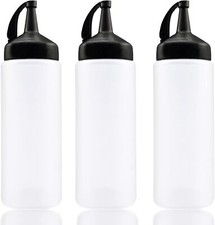 3PACK Plastic Squeeze Bottles,6 oz Plastic Squeeze Squirt Condiment Bottles