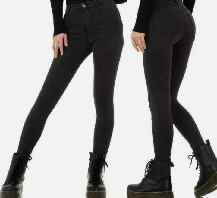 Jeans donna pantaloni skinny SLIM elasticizzati push up aderenti nuovi vita alta - Immagine 3 di 4