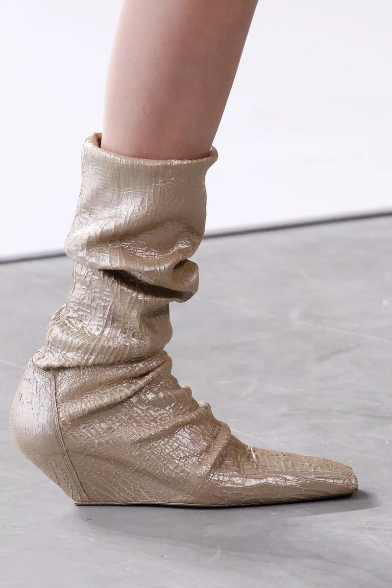 RICK OWENS RUNWAY SS17 WAL IVORY Wedge BOOTS Shoes 39