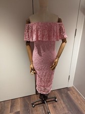 Off Shoulder Pink Lace Bodycon Dress Size 12 New