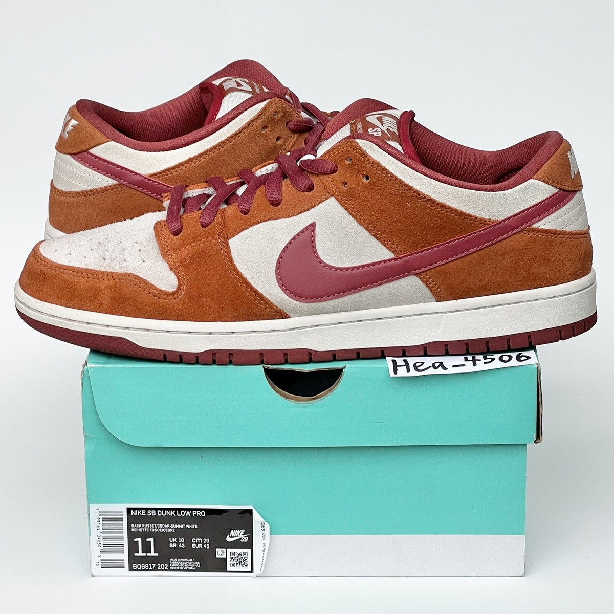 2019 Nike SB Dunk Low Pro Dark Russet size 11 BQ6817-202