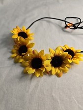 Sunflower headband adjustable, Bohemian wedding headband
